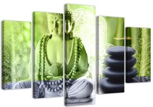 Obraz na plátně pětidílný Buddha Stones Green - 100x70 cm