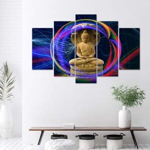 Obraz na plátně pětidílný Buddha Barevný Orient - 100x70 cm