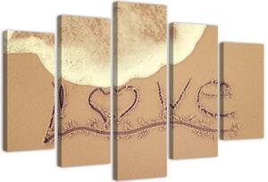 Obraz na plátně pětidílný Láska Sand Lettering - 150x100 cm