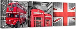 Obraz na plátně třídílný London Red - 90x30 cm