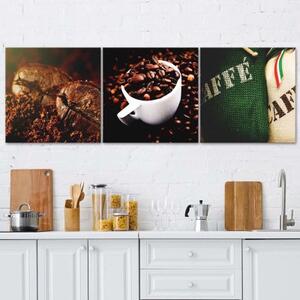 Obraz na plátně třídílný Nápoj z kávových zrn - 120x40 cm