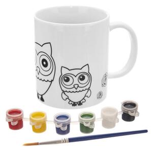 Porcelánový hrnek SOVA s barvami a štětcem, 380 ml