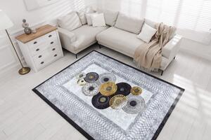 Makro Abra Kusový koberec pratelný MIRO 51130.807 Kruhy protiskluzový šedý Rozměr: 120x170 cm