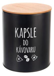 Kulatá plechová dóza KAPSLE DO KÁVOVARU Black