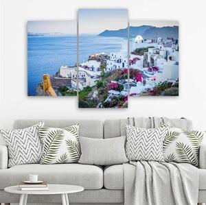Obraz na plátně třídílný Santorini Řecko Moře - 60x40 cm