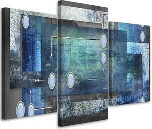 Obraz na plátně třídílný Abstraktní modrá - 90x60 cm