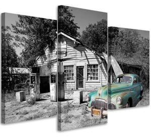 Obraz na plátně třídílný Staré retro auto - 150x100 cm