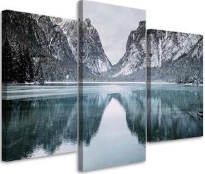 Obraz na plátně třídílný Horská krajina Lake - 60x40 cm