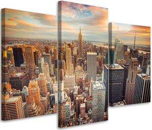 Obraz na plátně třídílný Mesto New York City Manhattan - 90x60 cm