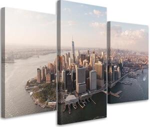 Obraz na plátně třídílný New York Manhattan Spojené státy americké - 150x100 cm