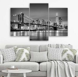 Obraz na plátně třídílný Brooklynský most New York - 60x40 cm