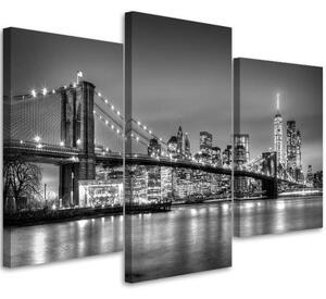 Obraz na plátně třídílný Brooklynský most, - 90x60 cm