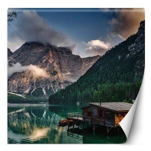 Fototapeta, Jezero v horách Horská krajina - 100x100 cm