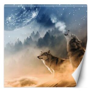 Fototapeta, Vytí vlků a měsíc - 100x100 cm