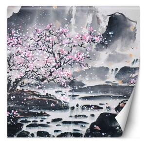 Fototapeta, Kvetoucí třešeň Japonsko Krajina - 100x100 cm