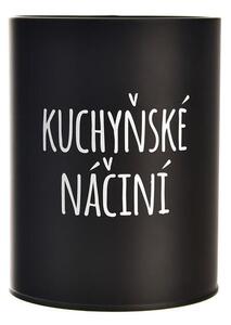 Kulatá plechová dóza KUCHYŇSKÉ NÁČINÍ Black