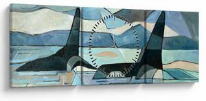 Obraz - Kosatky (s hodinami) (90x30 cm)