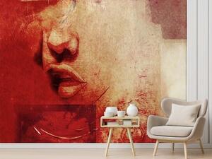 Fototapeta, Červené ženské rty Akvarel - 100x70 cm