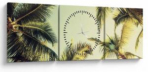 Obraz s kokosovými palmami (s hodinami) (90x30 cm)
