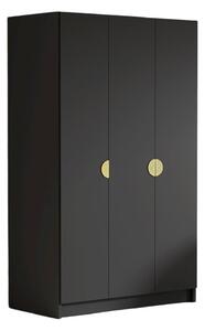 Šatní skříň CAMON 150 cm - černá/zlaté úchytky