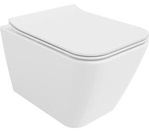 Mexen Cube WC mísa Rimless s pomalu padající deskou slim, duroplast, Bílá