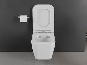 Mexen Cube WC mísa Rimless s pomalu padající deskou slim, duroplast, Bílá