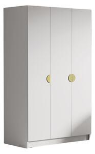 Šatní skříň CAMON 150 cm - bílá/zlaté úchytky