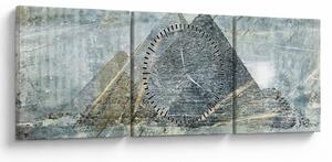 Obraz - Pyramidy v modrém filtru (s hodinami) (90x30 cm)