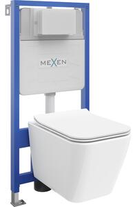 Mexen podomítkový WC set rám Fenix Slim s WC mísou Cube a pomalu zavírající se deskou, bílý lesk - 61030924000