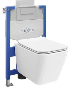 Mexen WC podomítkový set Felix XS-U stojan s WC mísou Cube i deską wolnoopdającą, Bílá