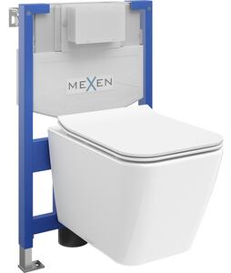 Mexen WC podomítkový set Felix XS-F stojan s WC mísou Cube i deską wolnoopdającą, Bílá