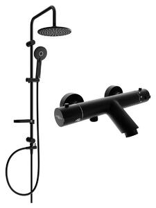 Mexen Carl vanovo-sprchový set s dešťovou sprchou a vanovou termostatickou baterií Kai, černá, 77300240-70