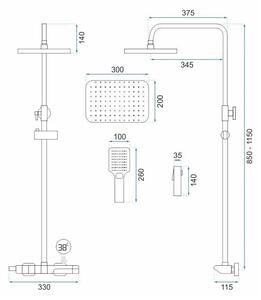 Rea - Sprchový set s termostatem Rob - chrom