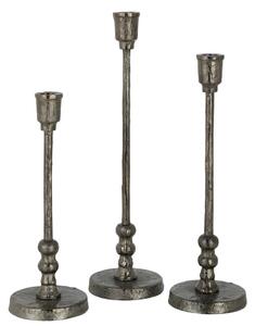 Set 3ks granitový antik kovový svícen na úzkou svíčku Becca - Ø 10*40 cm - J-Line by Jolipa