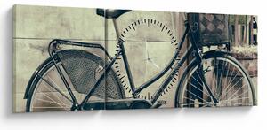 Obraz - Vintage kolo s květinami (s hodinami) (90x30 cm)