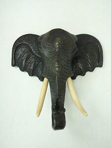 Závěsná dekorace Slon, černá, dřevo SUAR, ruční práce (Sloní hlava na zeď)