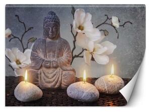Fototapeta, Buddha se svíčkami - 300x210 cm