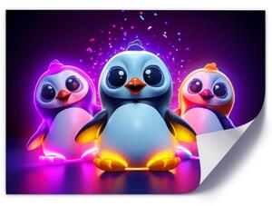 Obraz na plátně, Neonoví tučňáci - 60x40 cm