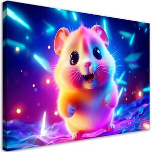 Obraz na plátně, Roztomilý neonový křeček - 90x60 cm