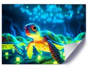 Obraz na plátně, Vesmírná želva neonová - 60x40 cm