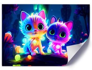 Obraz na plátně, Roztomilé neonové kočky - 60x40 cm