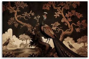 Obraz na plátně, Orientální páv na stromě - 60x40 cm