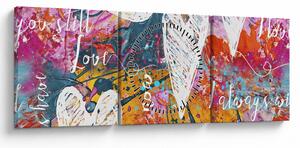 Obraz - Srdce na abstraktním pozadí (s hodinami) (90x30 cm)