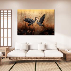Obraz na plátně, Ptáci jeřábu přírody - 60x40 cm