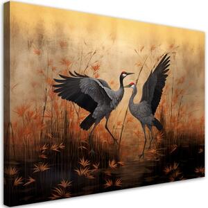 Obraz na plátně, Ptáci jeřábu přírody - 120x80 cm