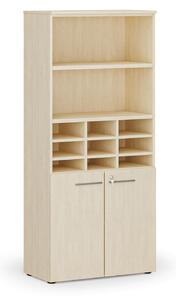 Třídicí regál s dveřmi PRIMO WOOD, 800 x 420 x 1781 mm, 9 přihrádek, bříza