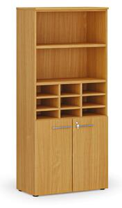 Třídicí regál s dveřmi PRIMO WOOD, 800 x 420 x 1781 mm, 9 přihrádek, buk