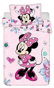 Jerry Fabrics Dětské povlečení do postýlky MINNIE FLOWERS 02 BABY růžová, bavlna hladká, 100x135cm + 40x60cm