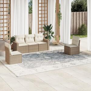 5dílná zahradní sedací souprava s poduškami béžová polyratan 3218778