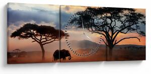 Obraz - Národní park Serengeti, Tanzánie, Afrika (s hodinami) (90x30 cm)